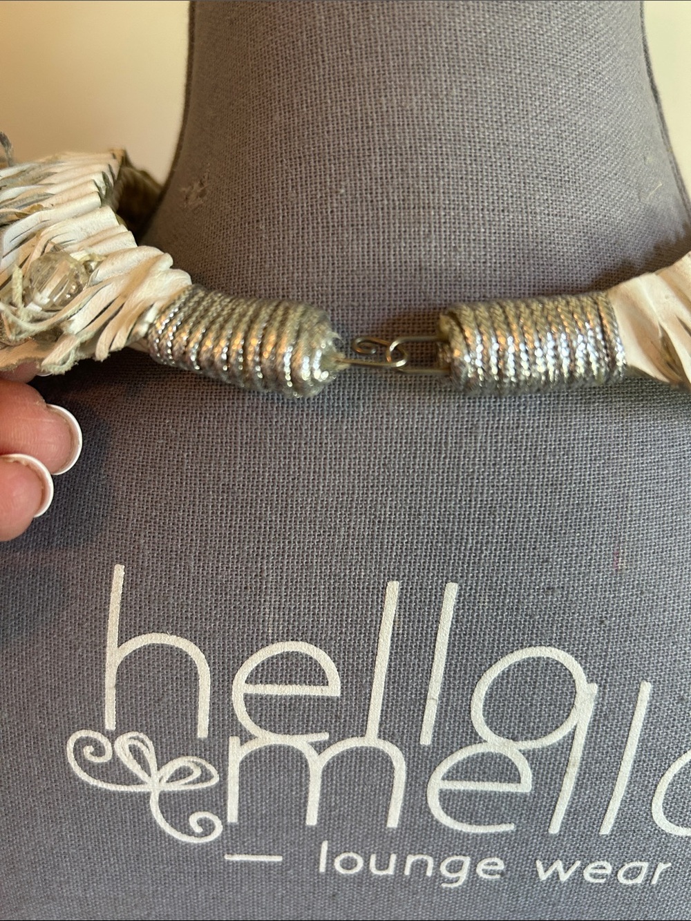 Handcrafted Ivory Statement Necklace with Crystal and Pearl Accents - Picture 10 of 16